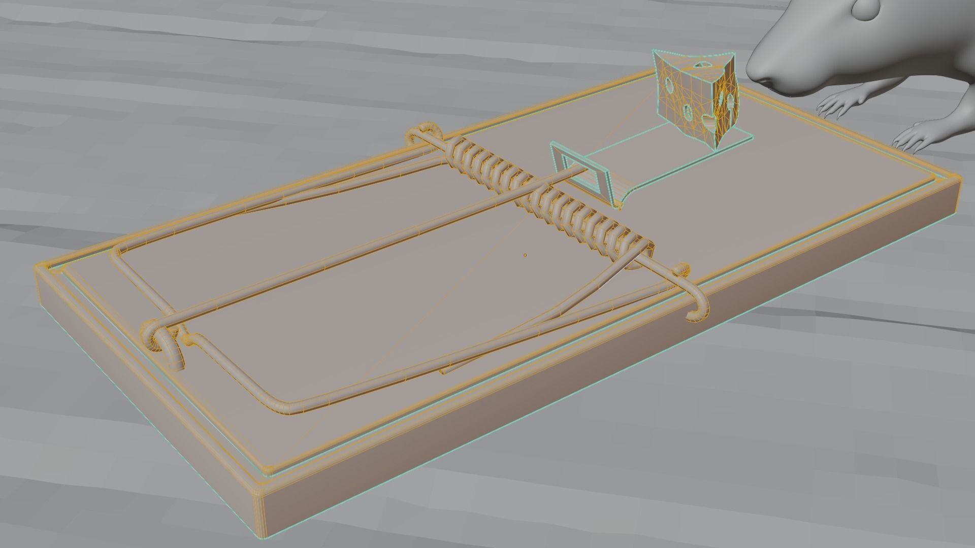 Mouse rat Plus Mousetrap Low-poly 3D model_13