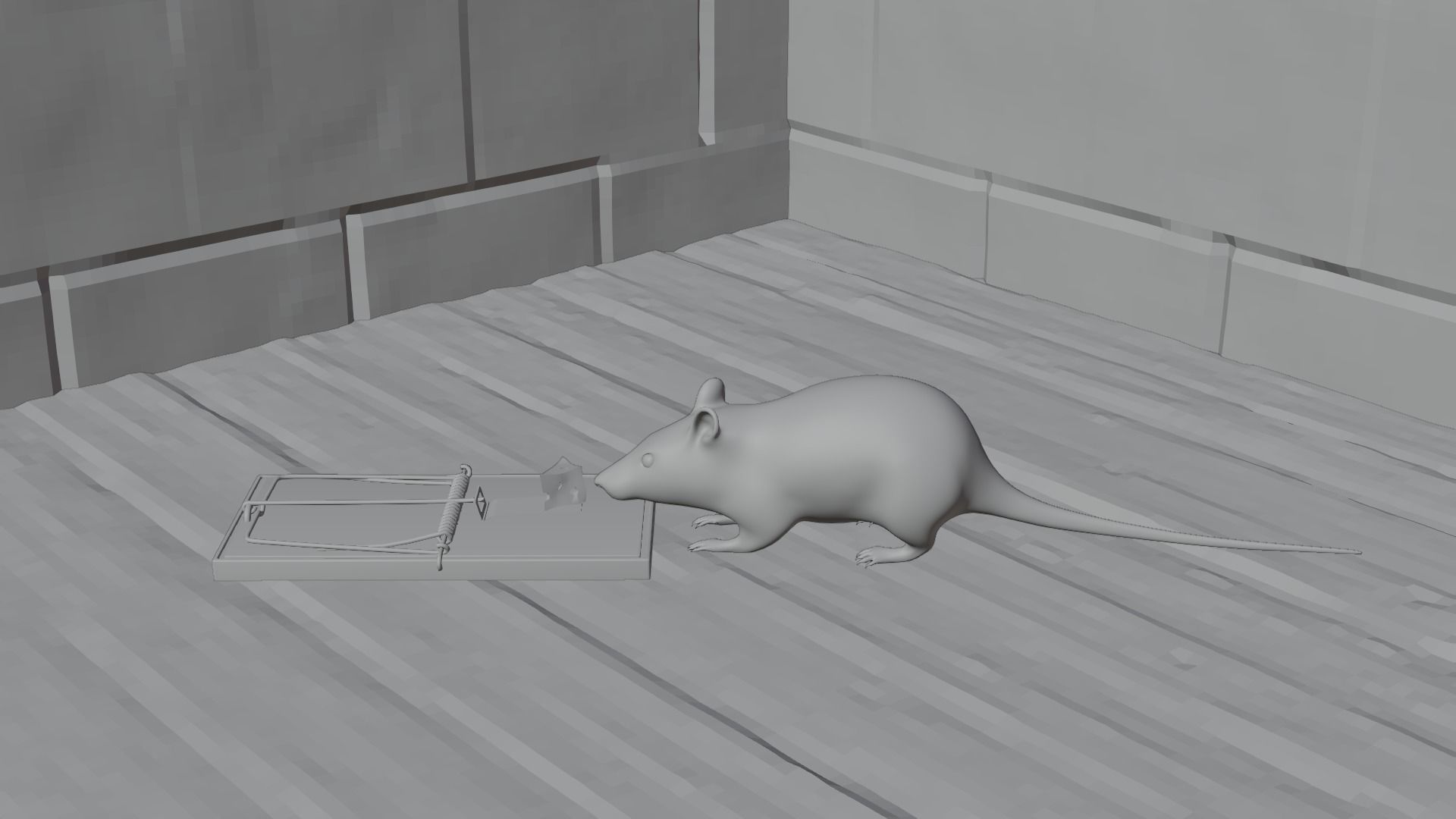 Mouse rat Plus Mousetrap Low-poly 3D model_14