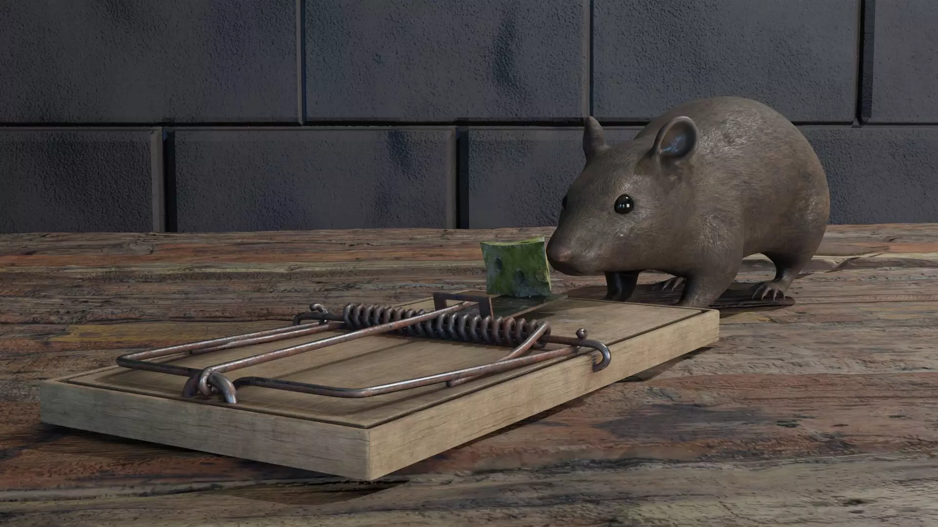 Mouse rat Plus Mousetrap Low-poly 3D model_0