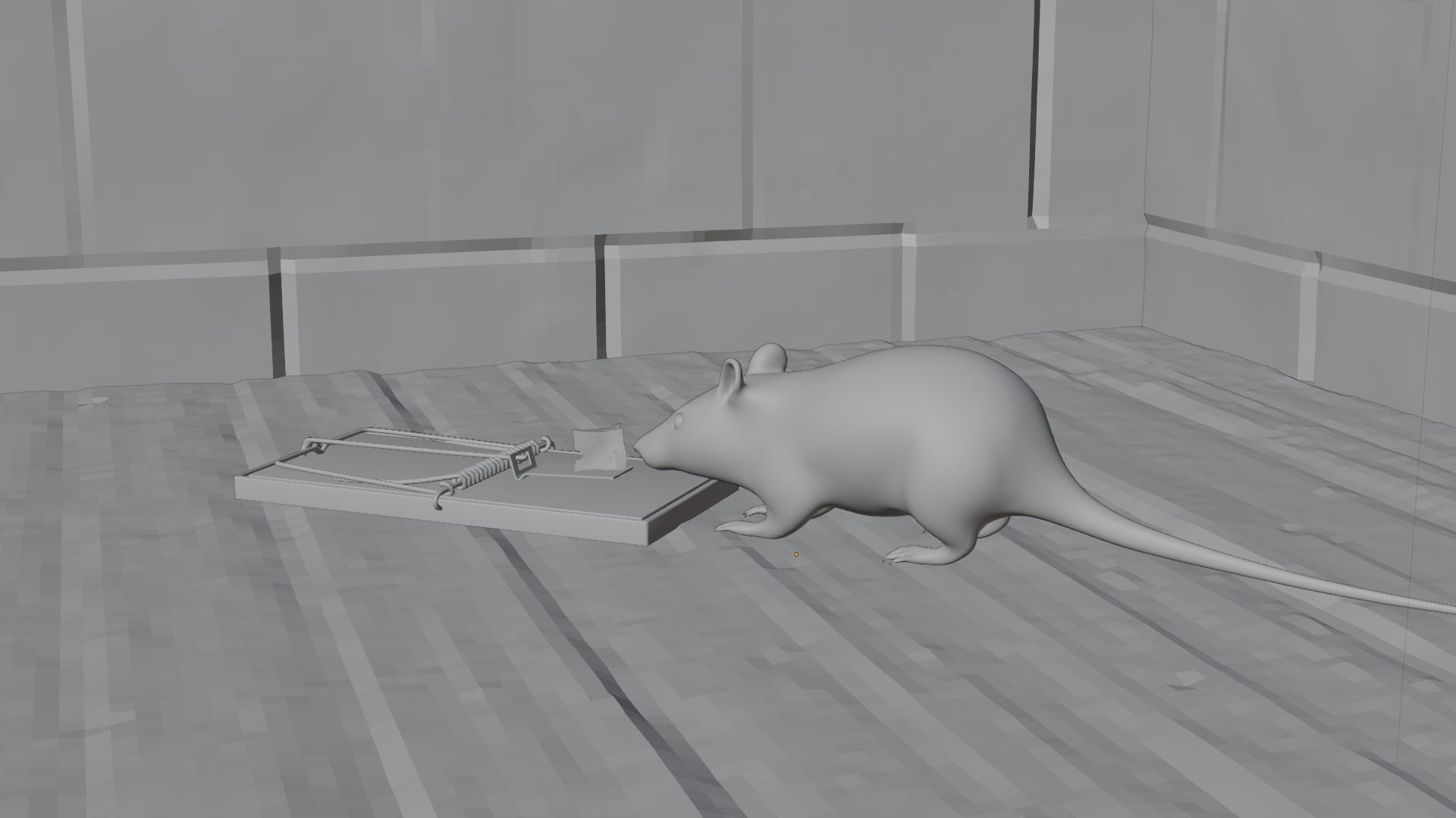Mouse rat Plus Mousetrap Low-poly 3D model_7