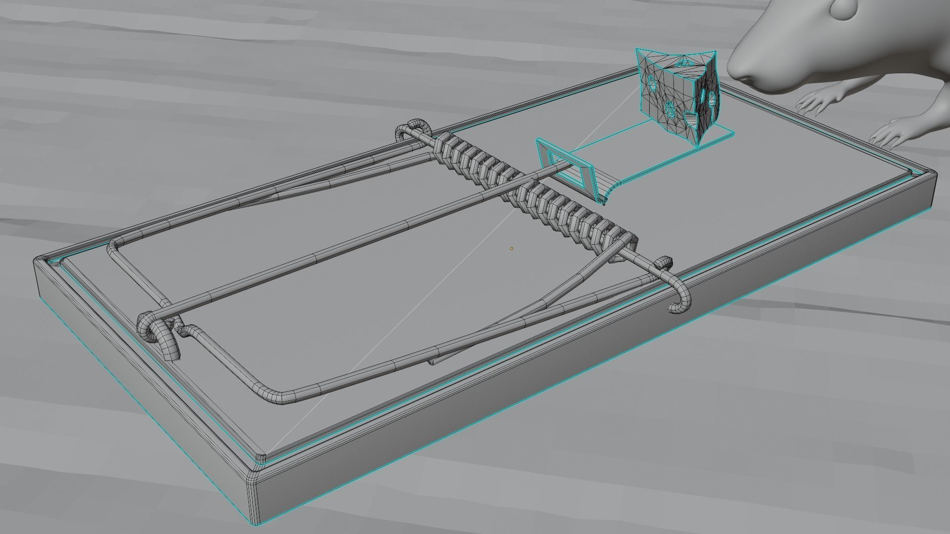 Mouse rat Plus Mousetrap Low-poly 3D model_12