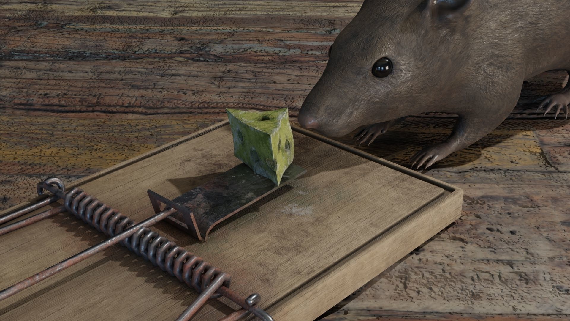 Mouse rat Plus Mousetrap Low-poly 3D model_2