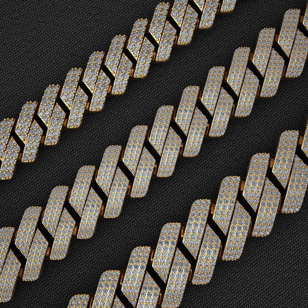 3 SIZE CUBAN FOR BRACELET OR NECKLACE 3D Model Collection_4