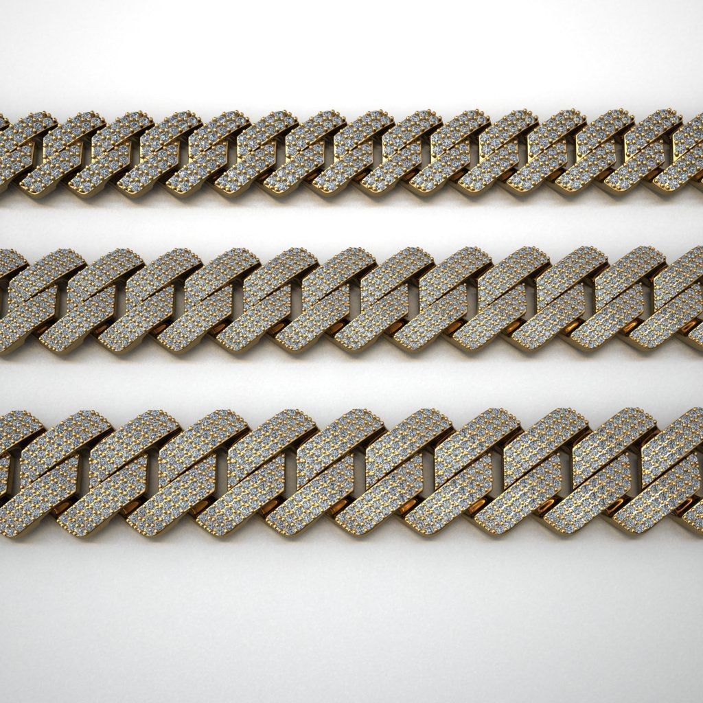 3 SIZE CUBAN FOR BRACELET OR NECKLACE 3D Model Collection_2