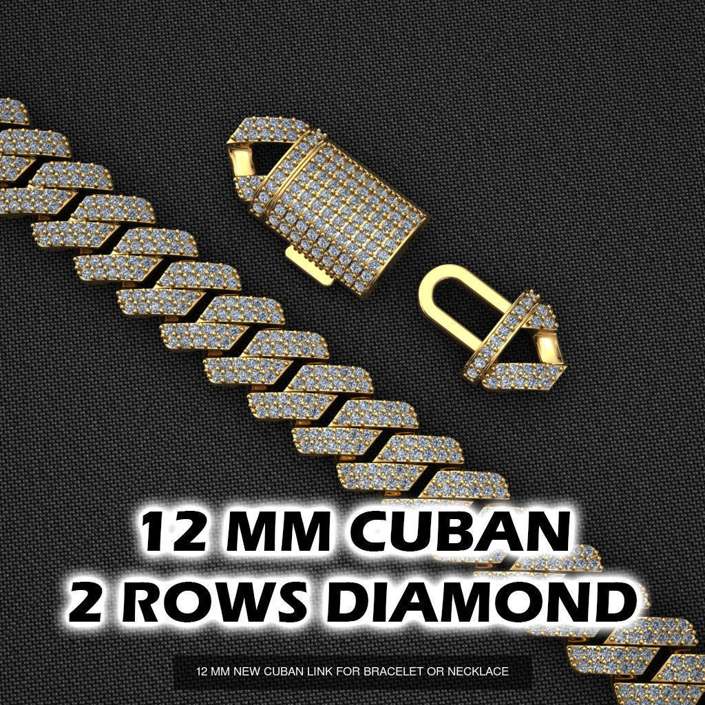 3 SIZE CUBAN FOR BRACELET OR NECKLACE 3D Model Collection_5