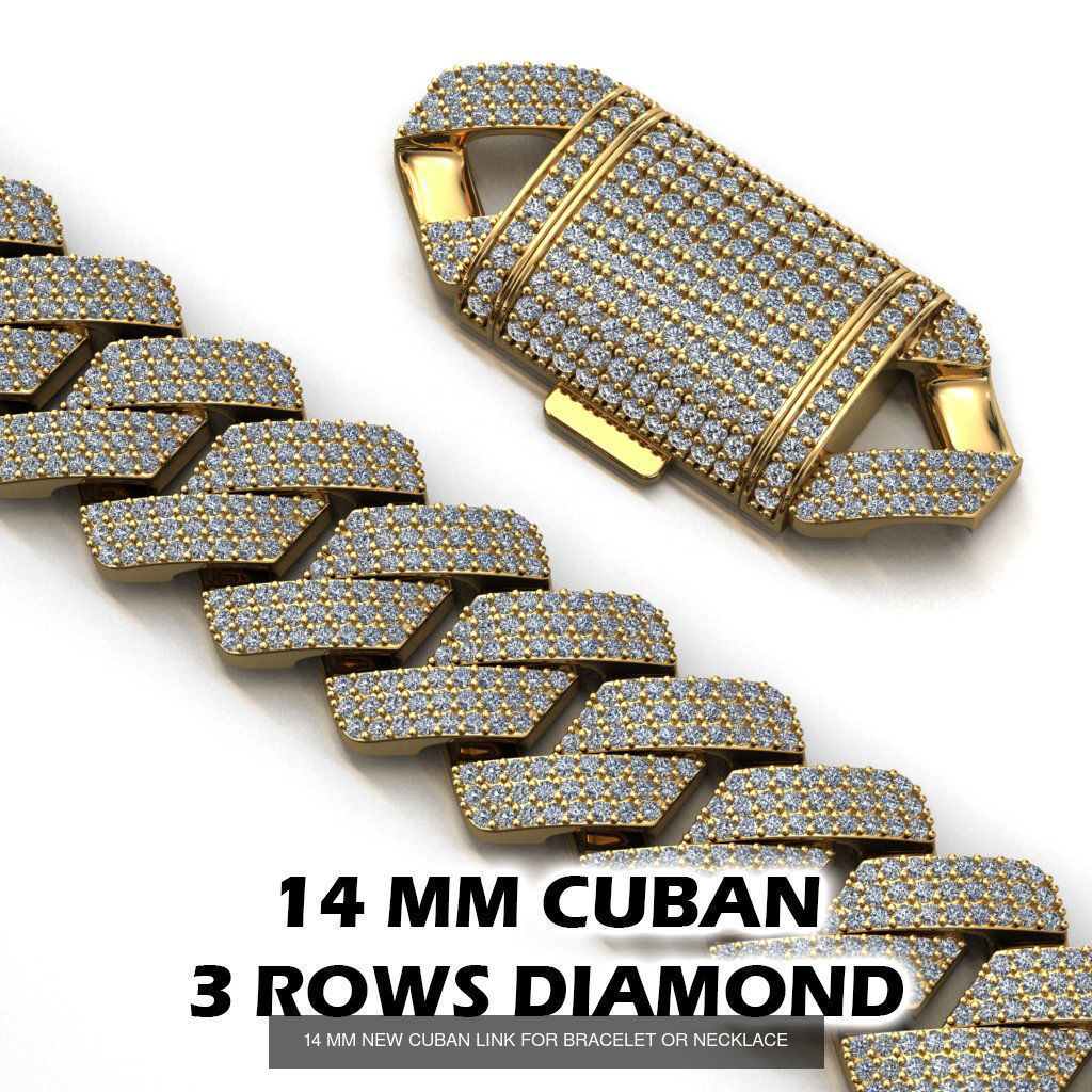 3 SIZE CUBAN FOR BRACELET OR NECKLACE 3D Model Collection_7