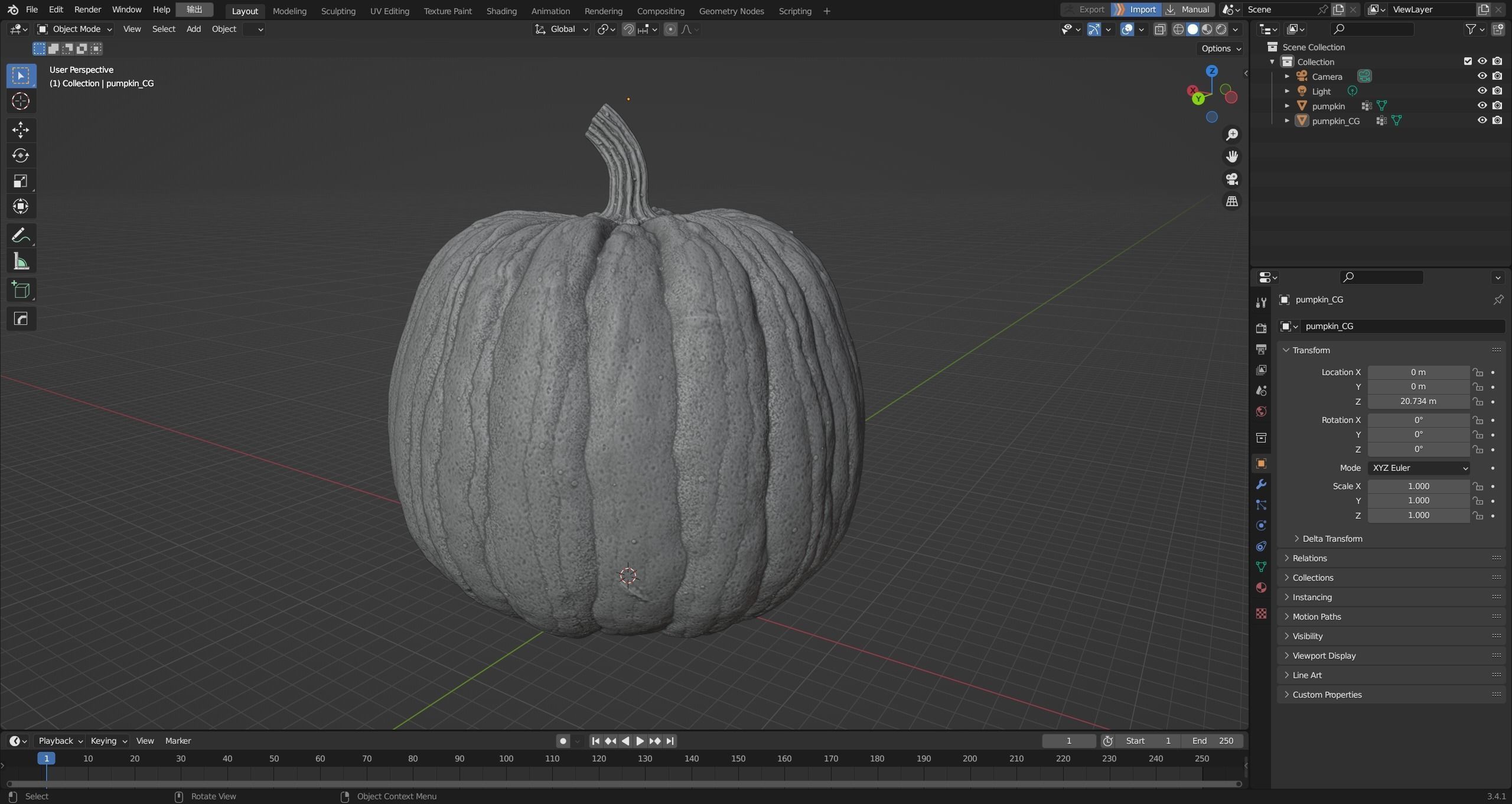 Halloween old pumpkin ZB high model 3D model_15