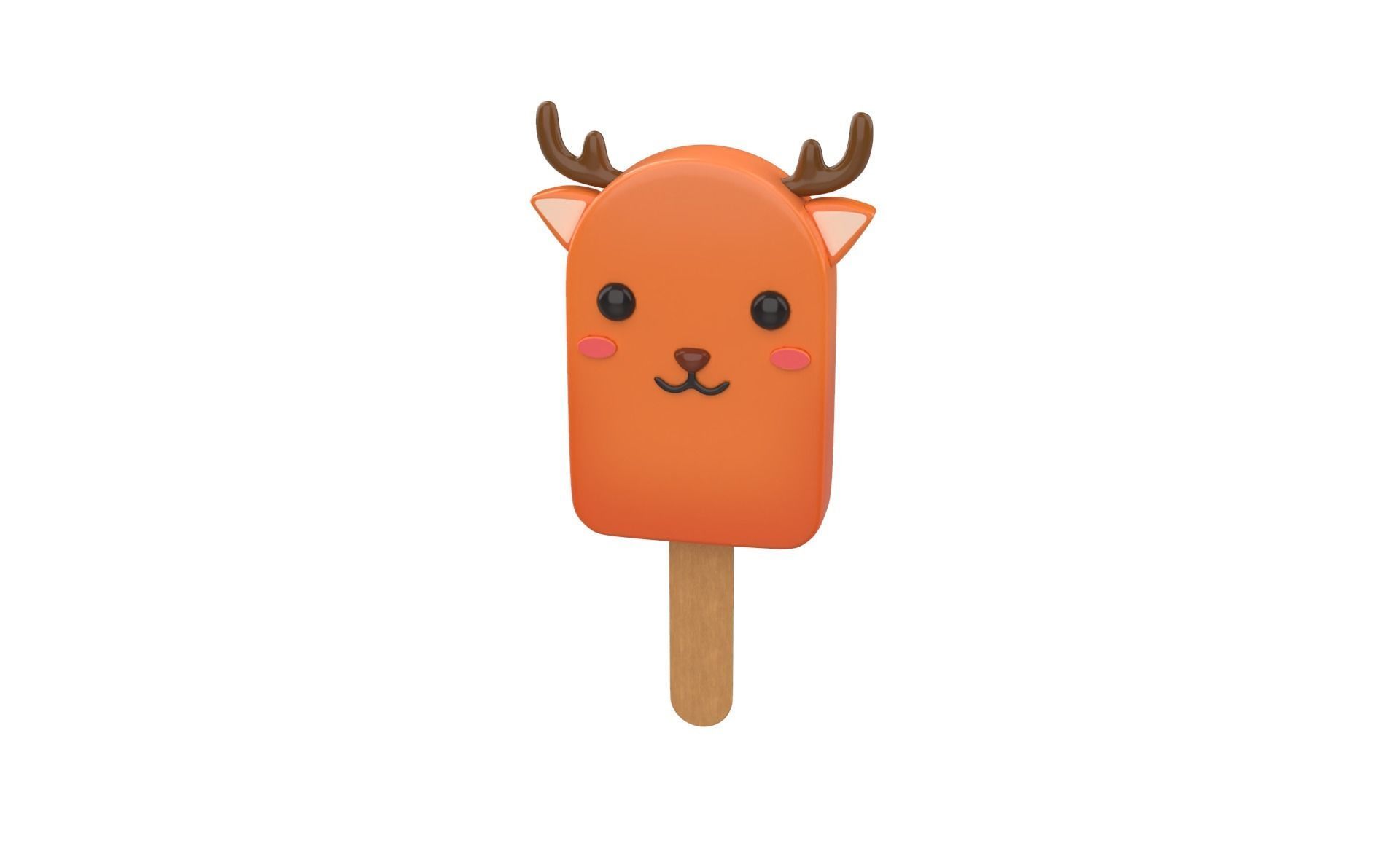 Cartoon Deer Ice Cream Cute Low-poly 3D model_19