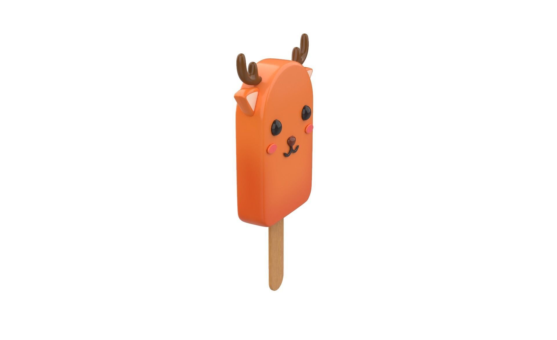 Cartoon Deer Ice Cream Cute Low-poly 3D model_16