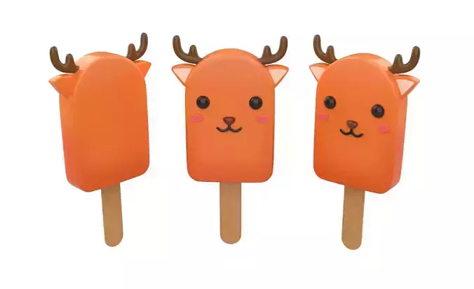 Cartoon Deer Ice Cream Cute Low-poly 3D model