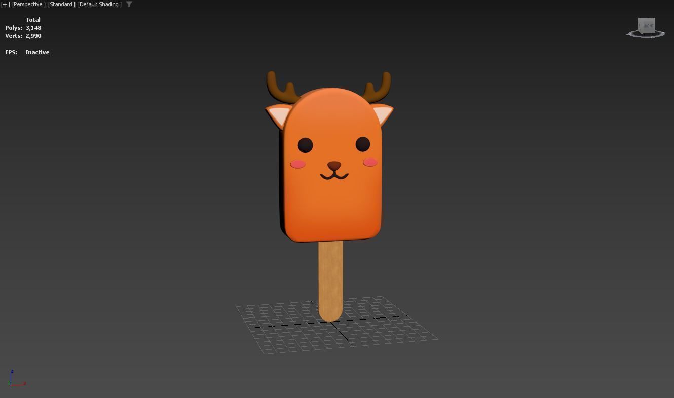 Cartoon Deer Ice Cream Cute Low-poly 3D model_6