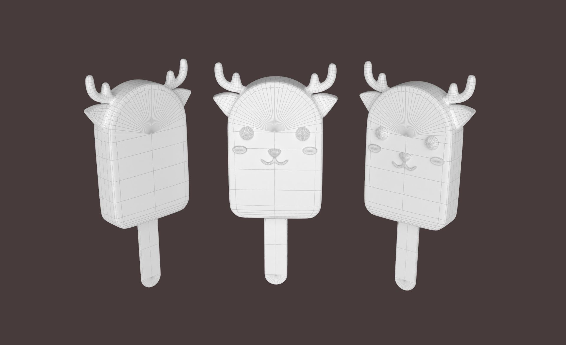 Cartoon Deer Ice Cream Cute Low-poly 3D model_7