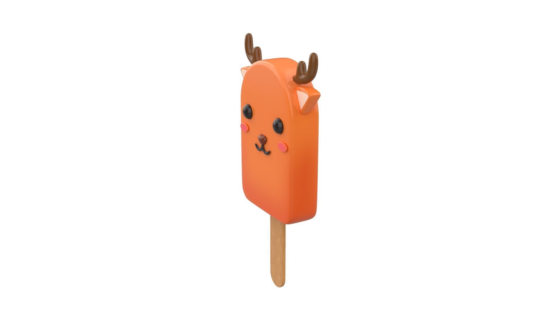Cartoon Deer Ice Cream Cute Low-poly 3D model_3
