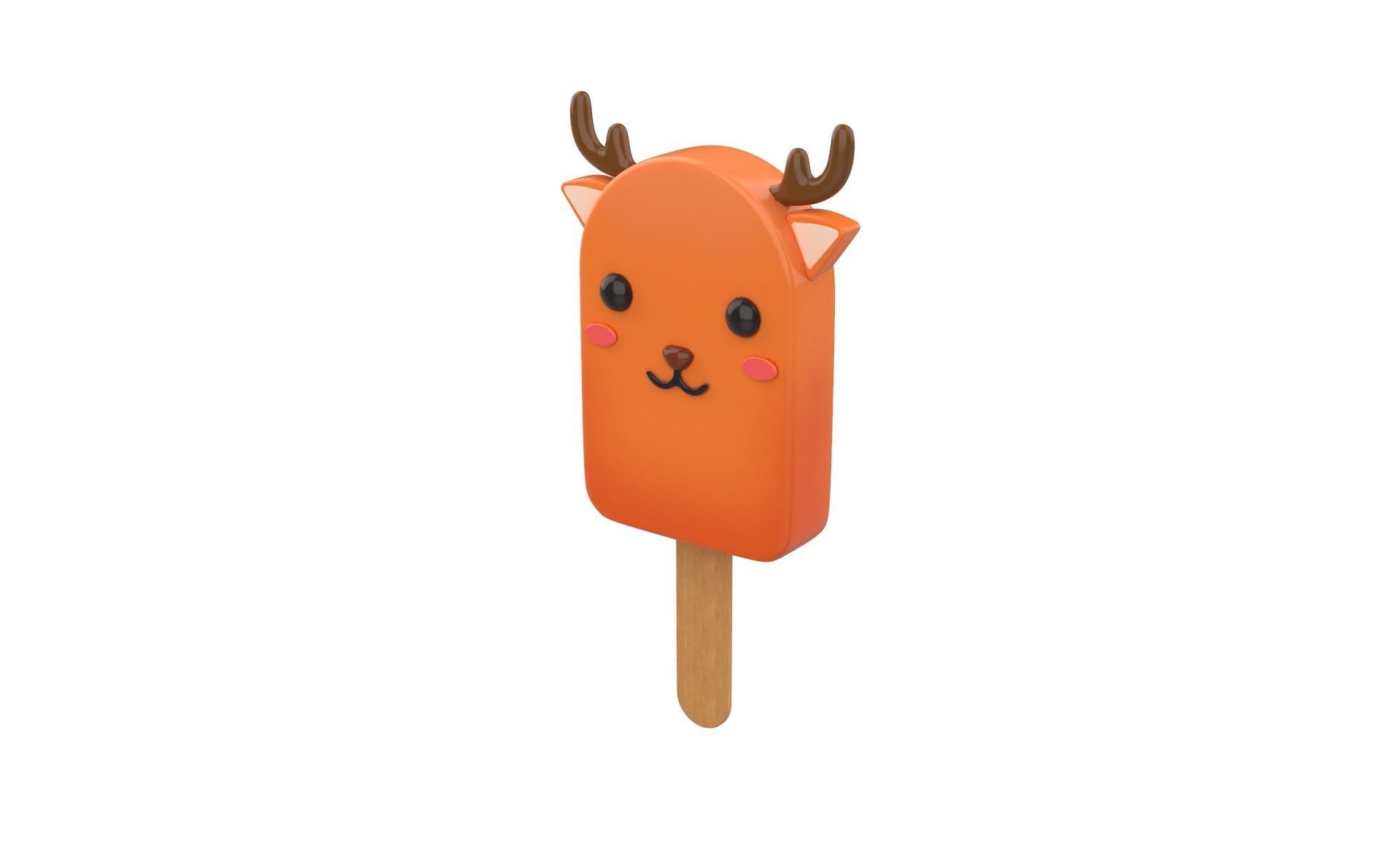 Cartoon Deer Ice Cream Cute Low-poly 3D model_2