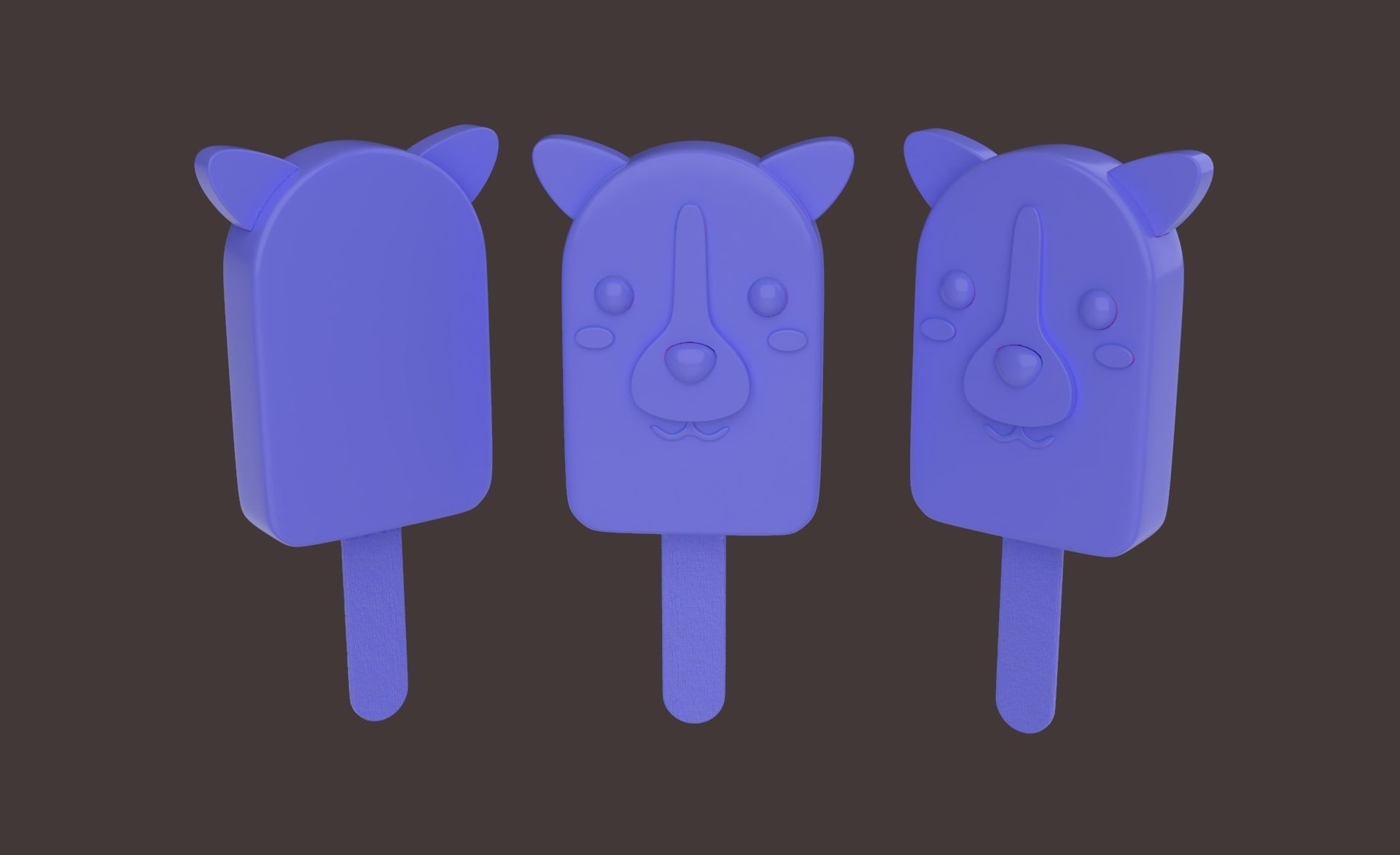 Cartoon Dog Ice Cream Cute Low-poly 3D model_21