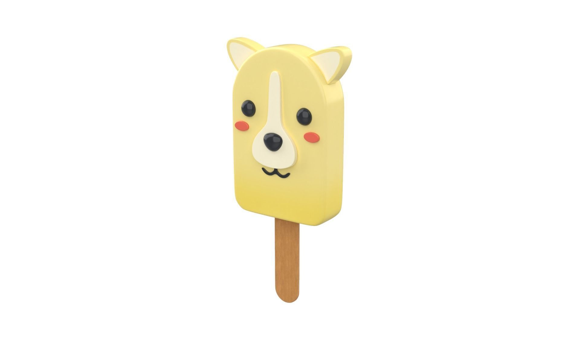 Cartoon Dog Ice Cream Cute Low-poly 3D model_2