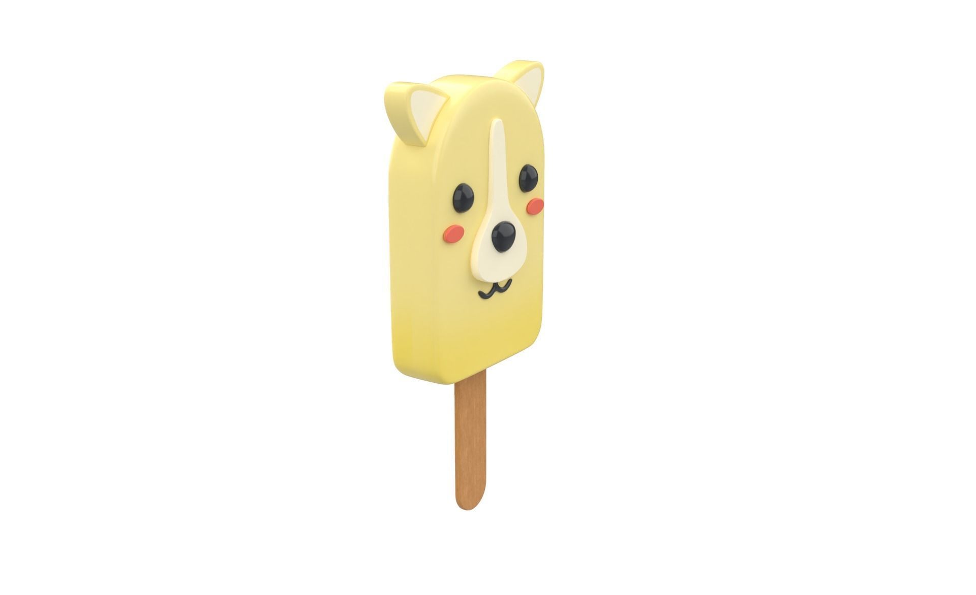 Cartoon Dog Ice Cream Cute Low-poly 3D model_17