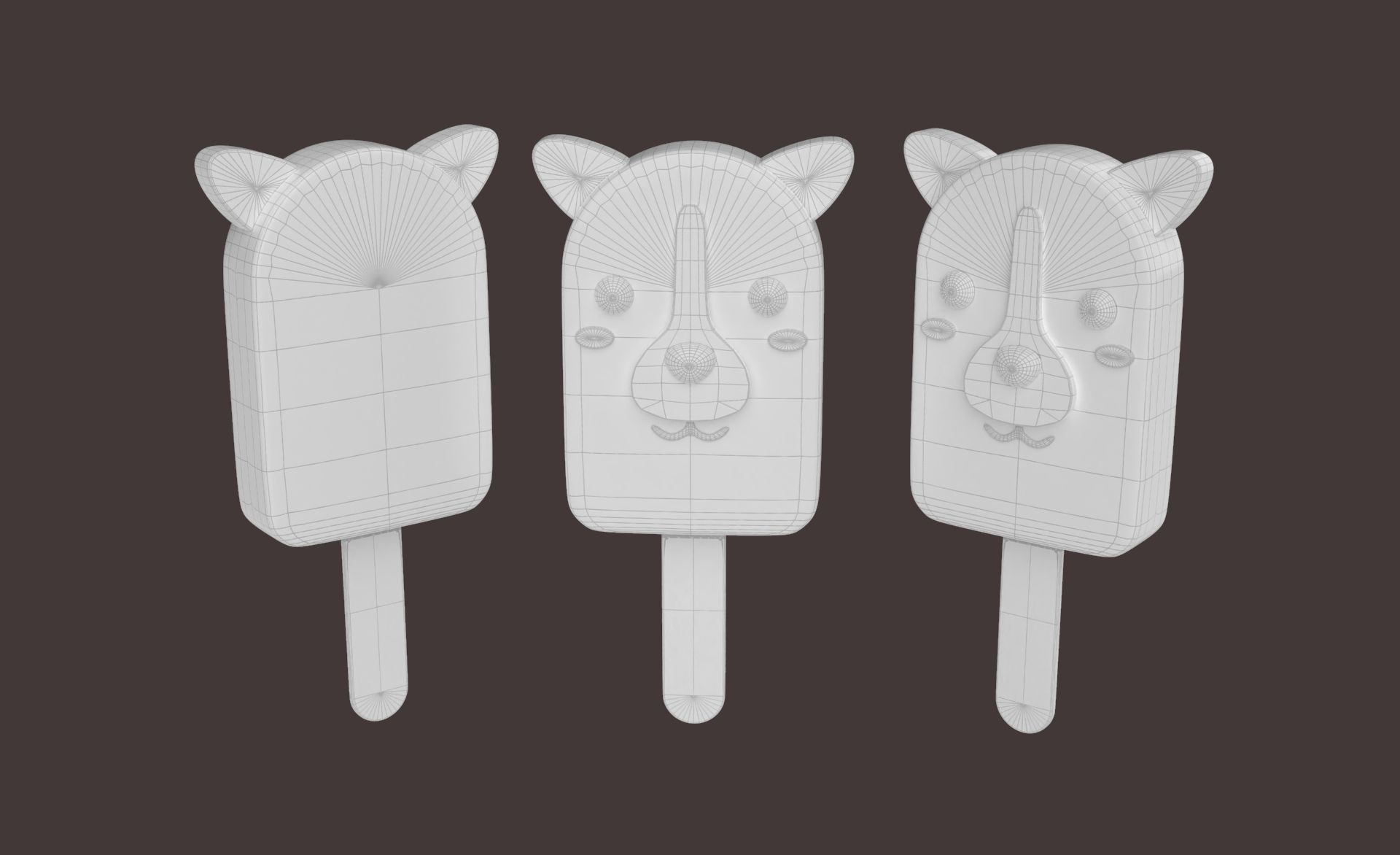 Cartoon Dog Ice Cream Cute Low-poly 3D model_8