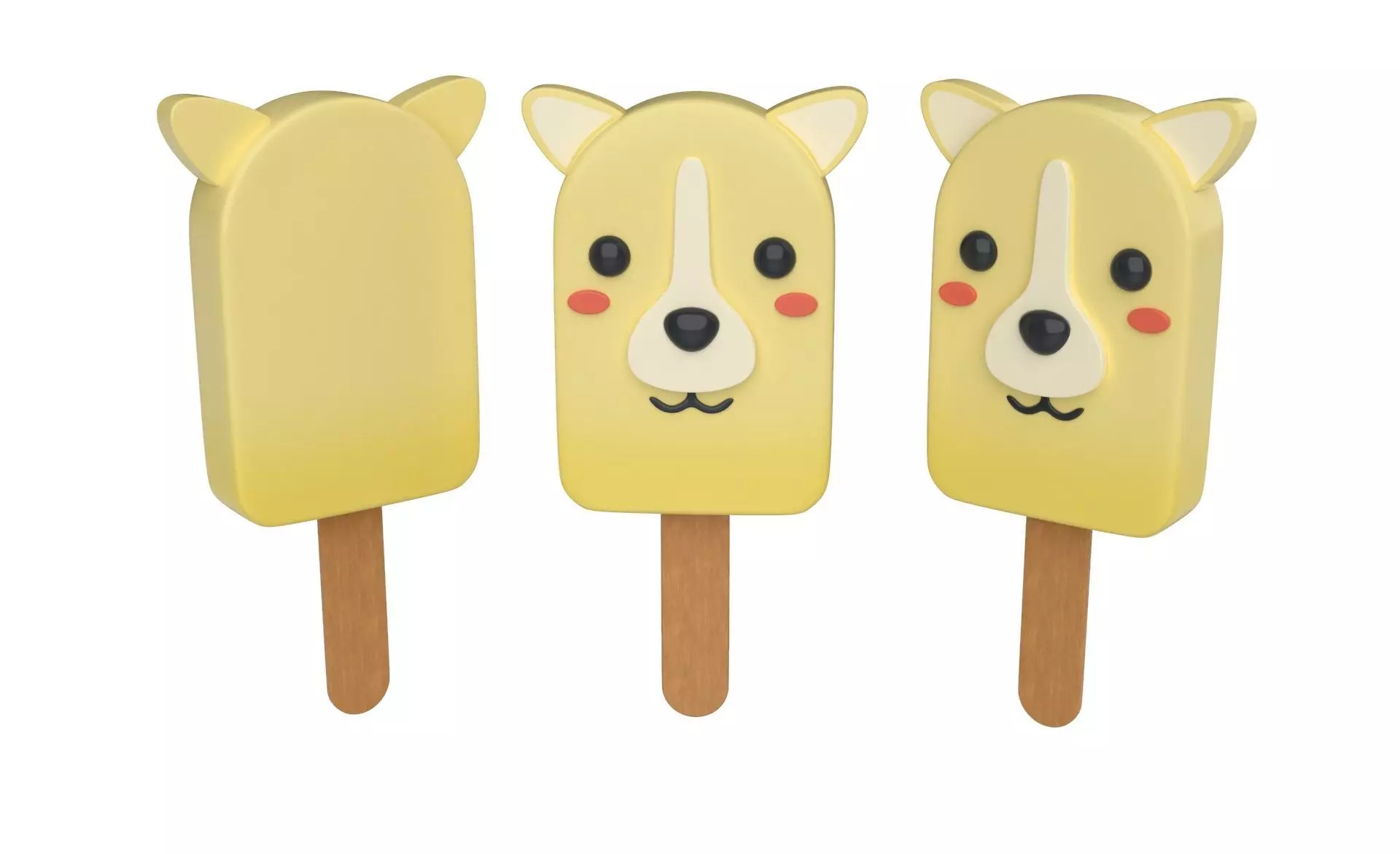 Cartoon Dog Ice Cream Cute Low-poly 3D model_0