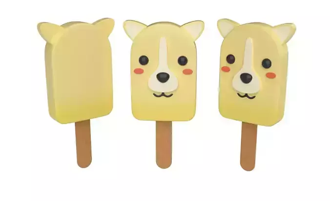 Cartoon Dog Ice Cream Cute Low-poly 3D model