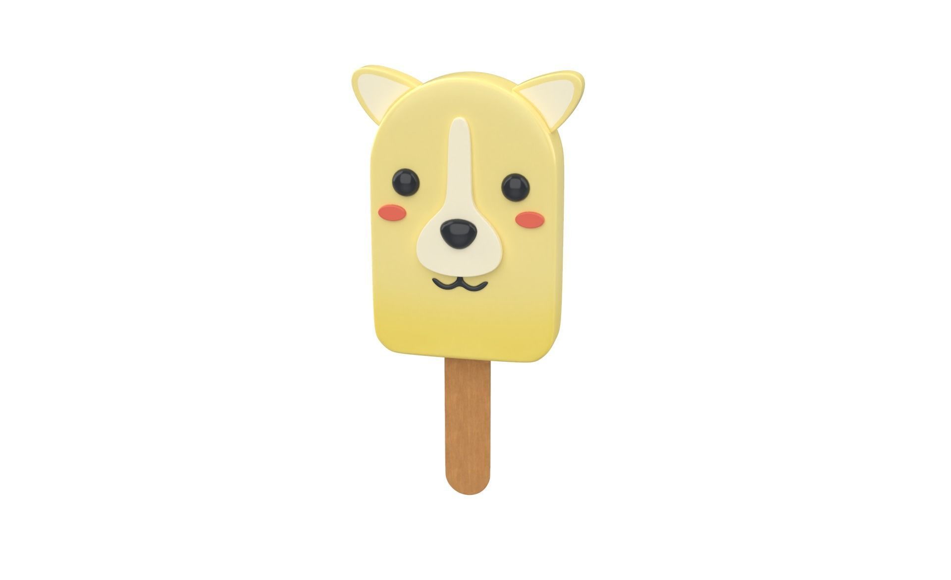 Cartoon Dog Ice Cream Cute Low-poly 3D model_1
