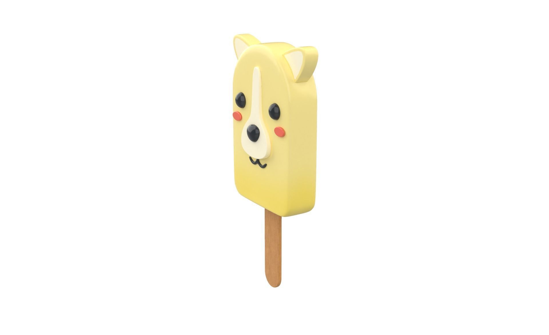 Cartoon Dog Ice Cream Cute Low-poly 3D model_3