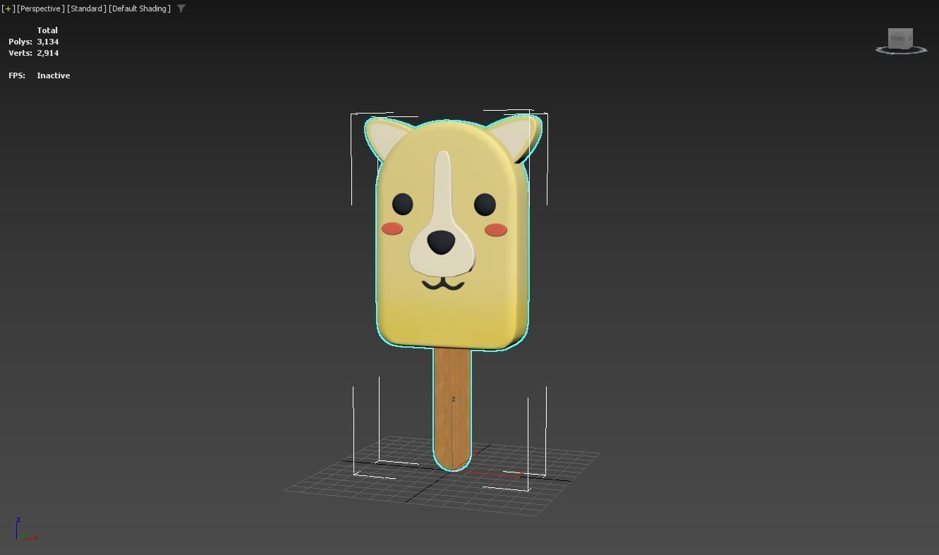 Cartoon Dog Ice Cream Cute Low-poly 3D model_6