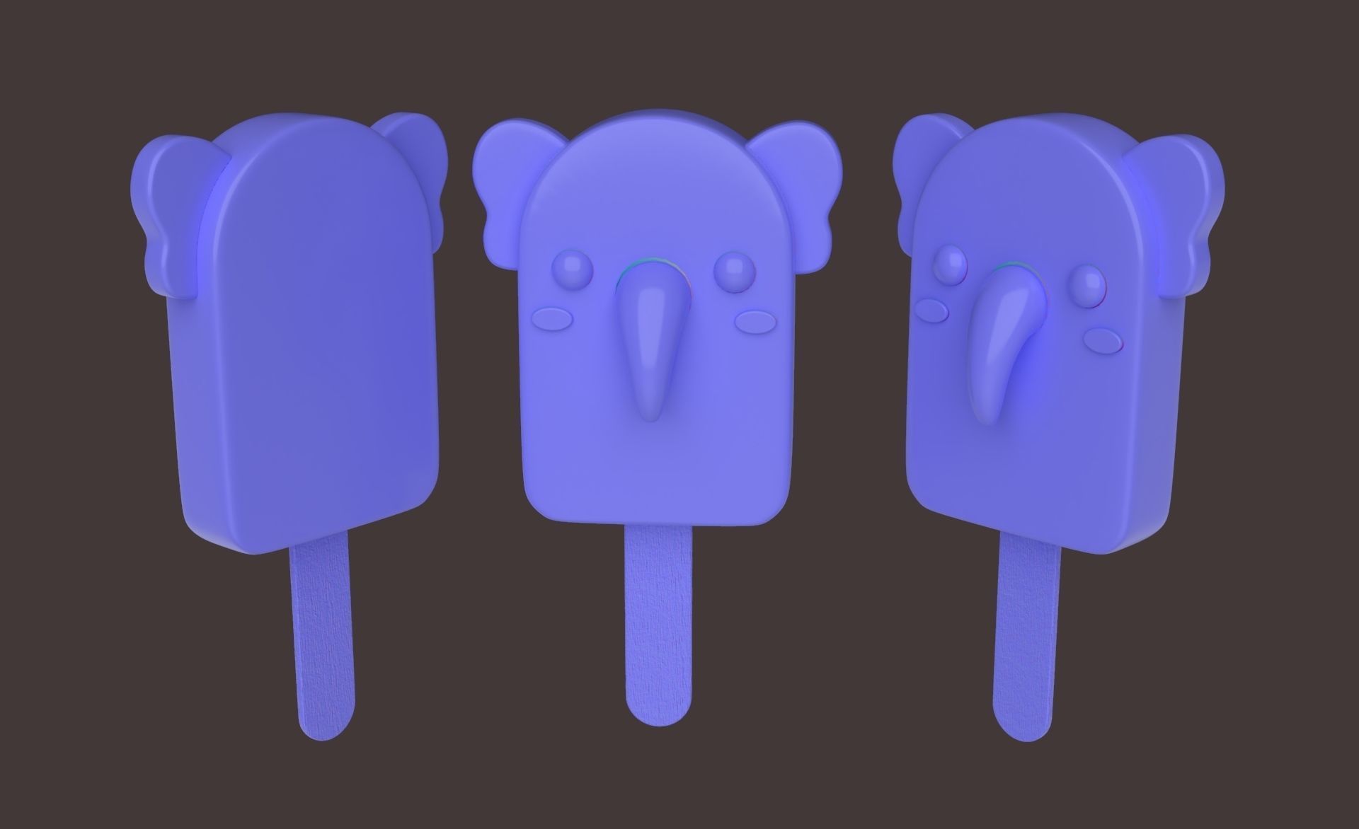 Cartoon Elephant Ice Cream Cute  Low-poly 3D model_20