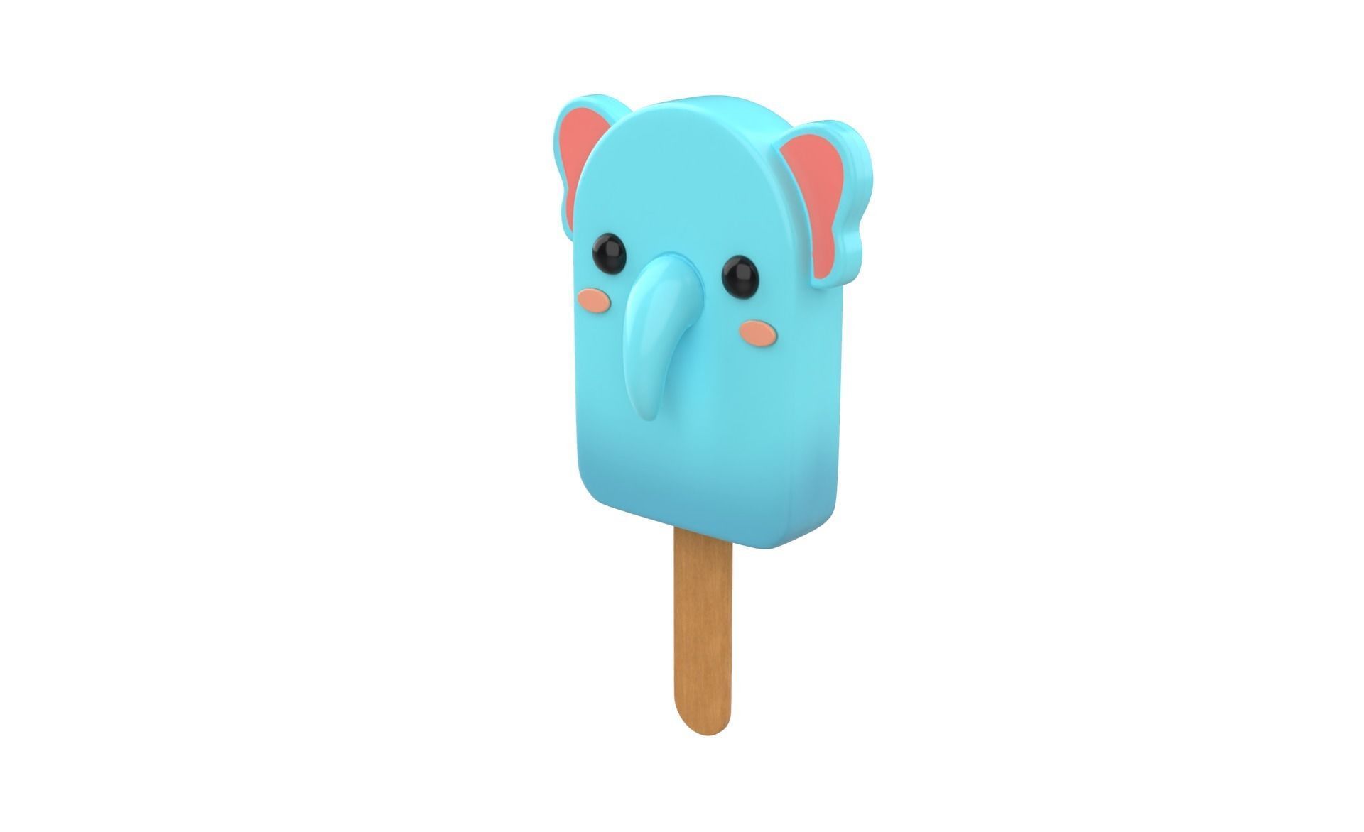 Cartoon Elephant Ice Cream Cute  Low-poly 3D model_2