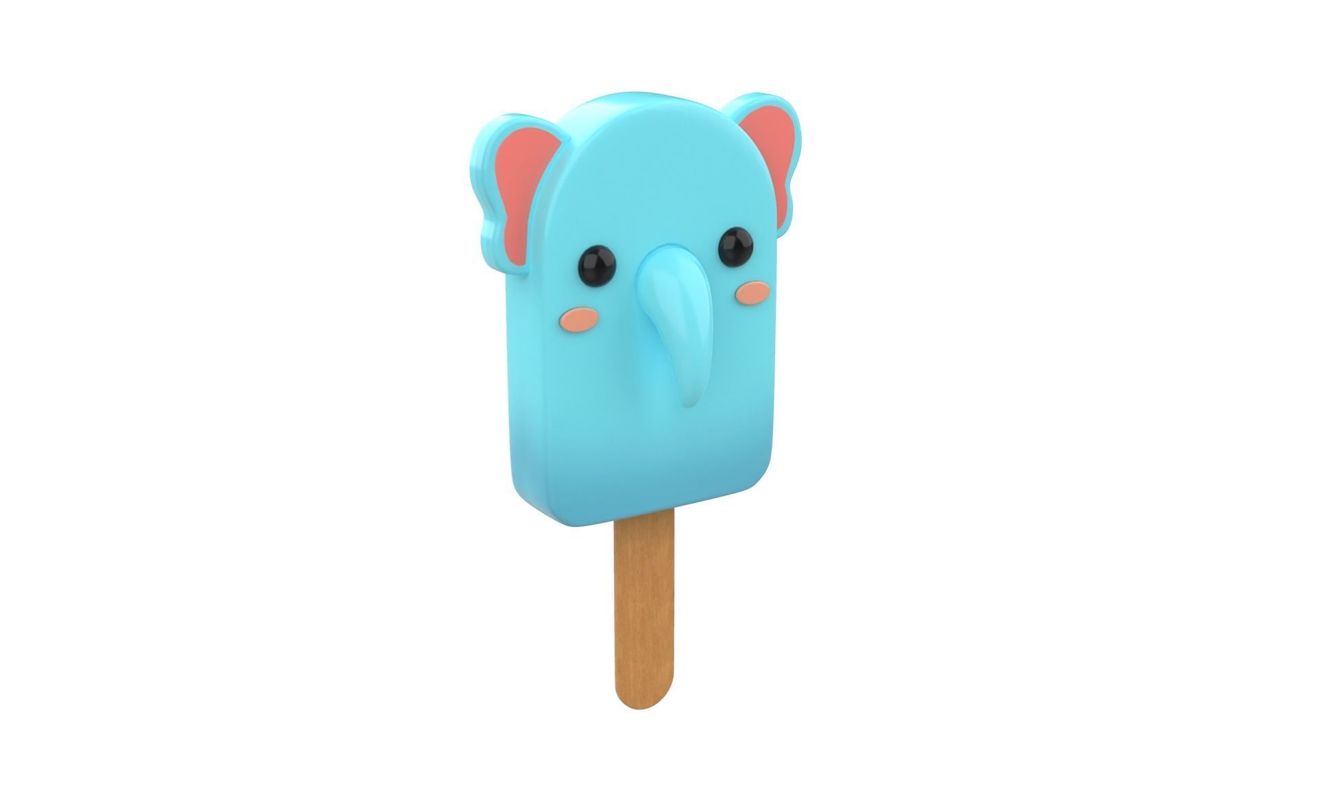 Cartoon Elephant Ice Cream Cute  Low-poly 3D model_17