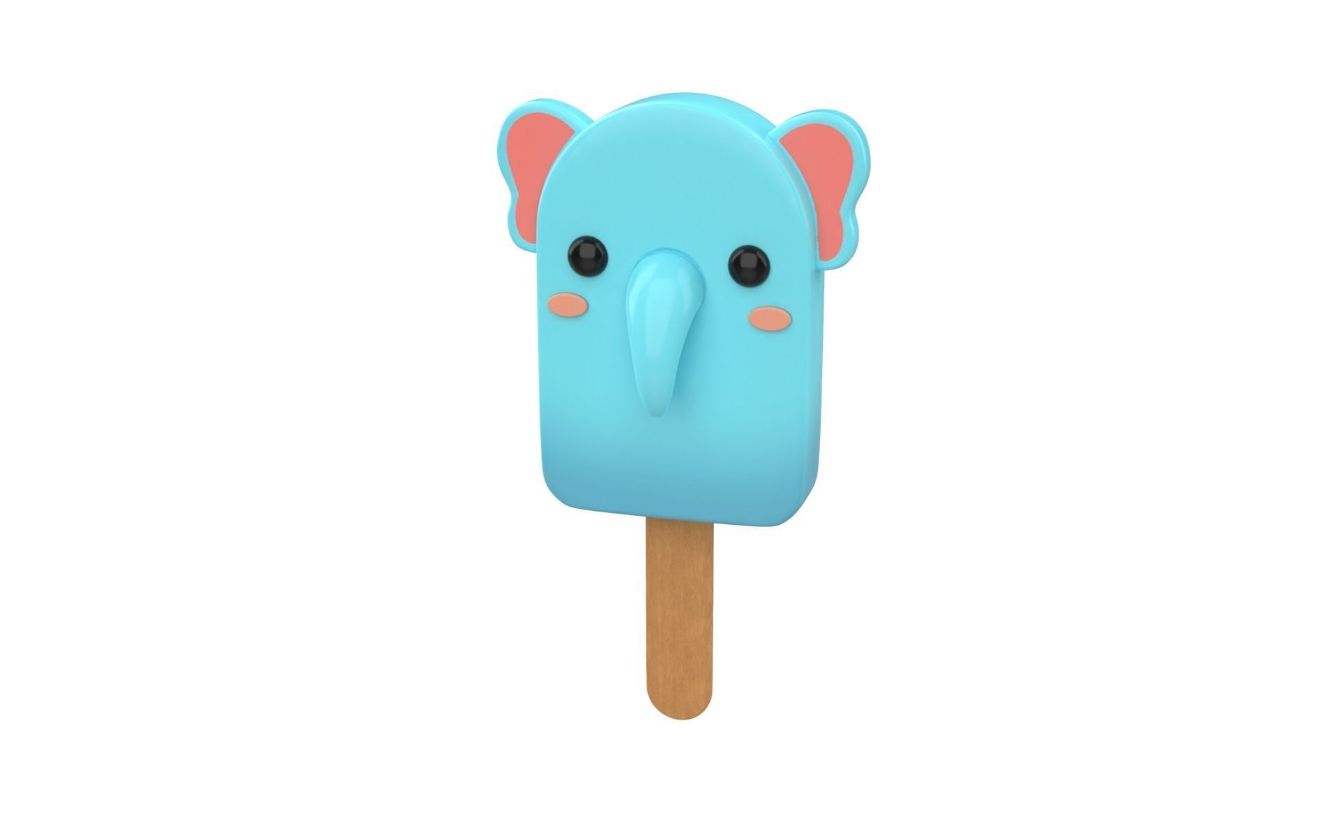 Cartoon Elephant Ice Cream Cute  Low-poly 3D model_1