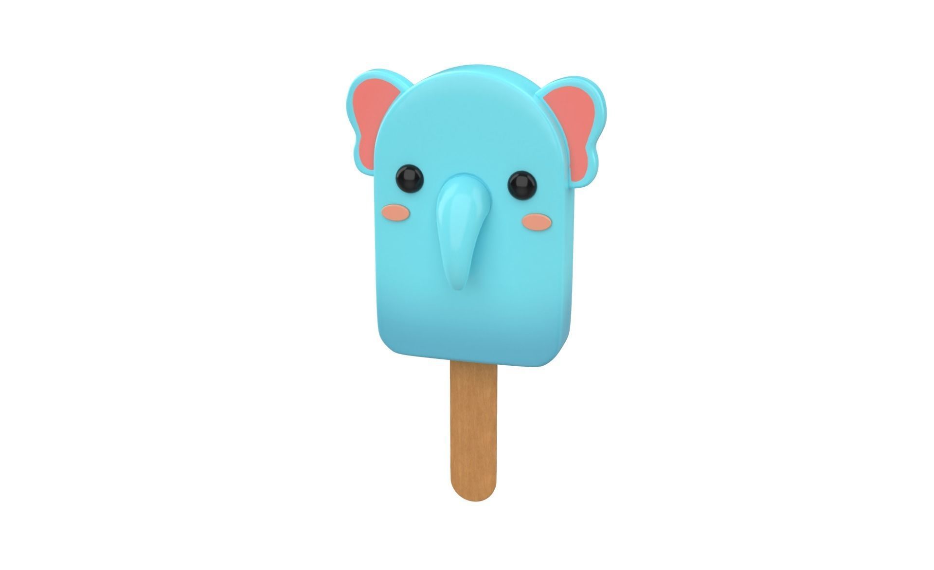 Cartoon Elephant Ice Cream Cute  Low-poly 3D model_19