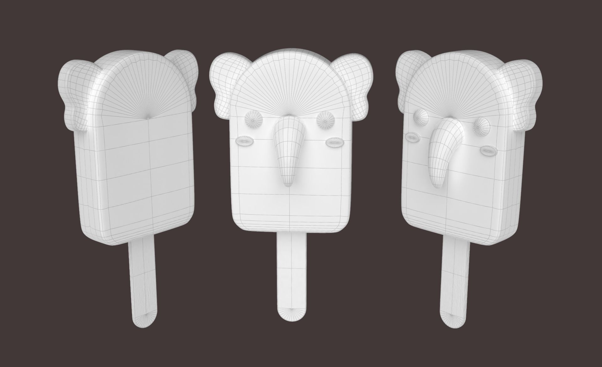 Cartoon Elephant Ice Cream Cute  Low-poly 3D model_8