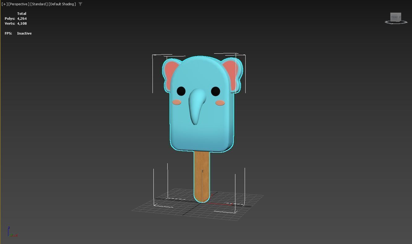 Cartoon Elephant Ice Cream Cute  Low-poly 3D model_6
