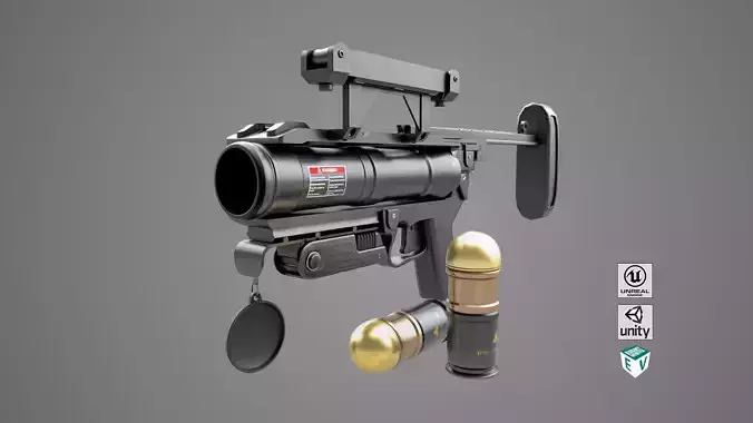 Grenade Launcher 04 Black Generic All PBR Unity UE Textures Low-poly 3D model