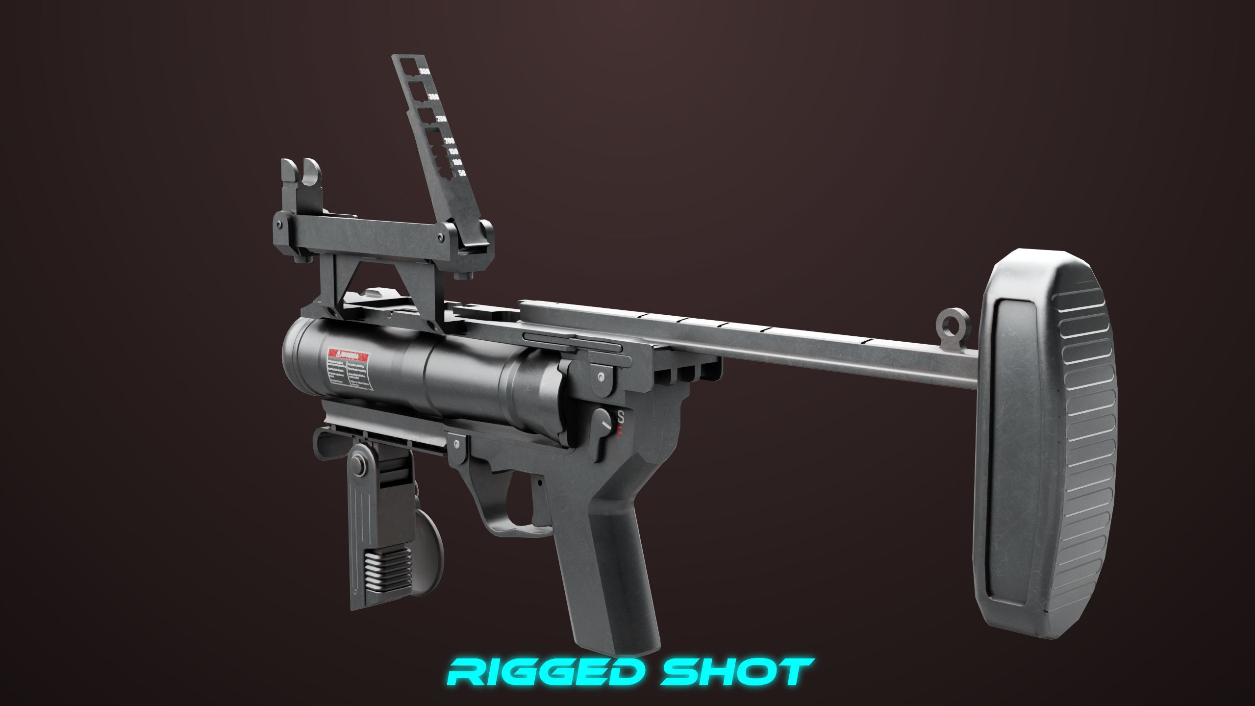 Grenade Launcher 04 Black Generic All PBR Unity UE Textures Low-poly 3D model_26