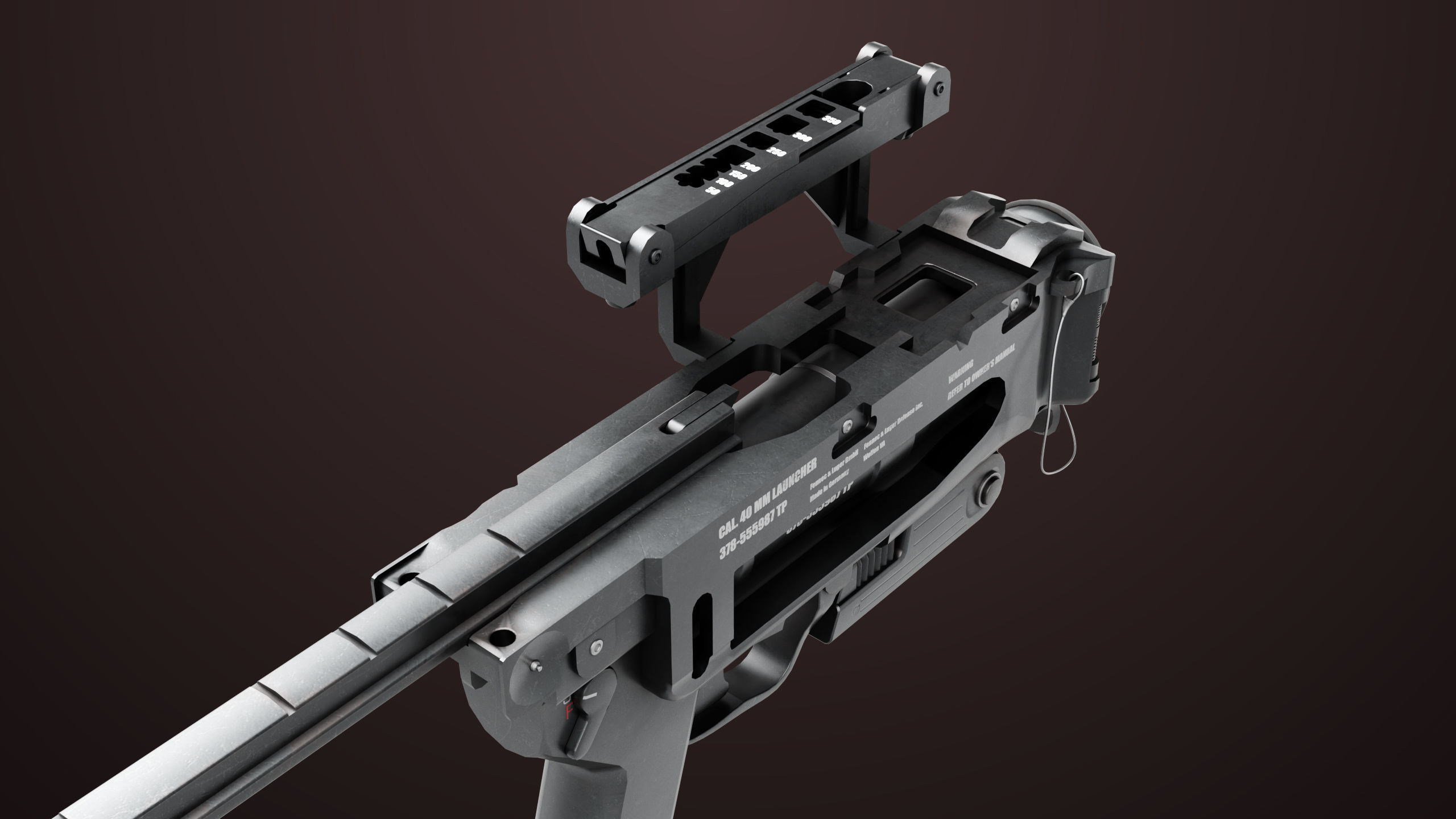 Grenade Launcher 04 Black Generic All PBR Unity UE Textures Low-poly 3D model_13