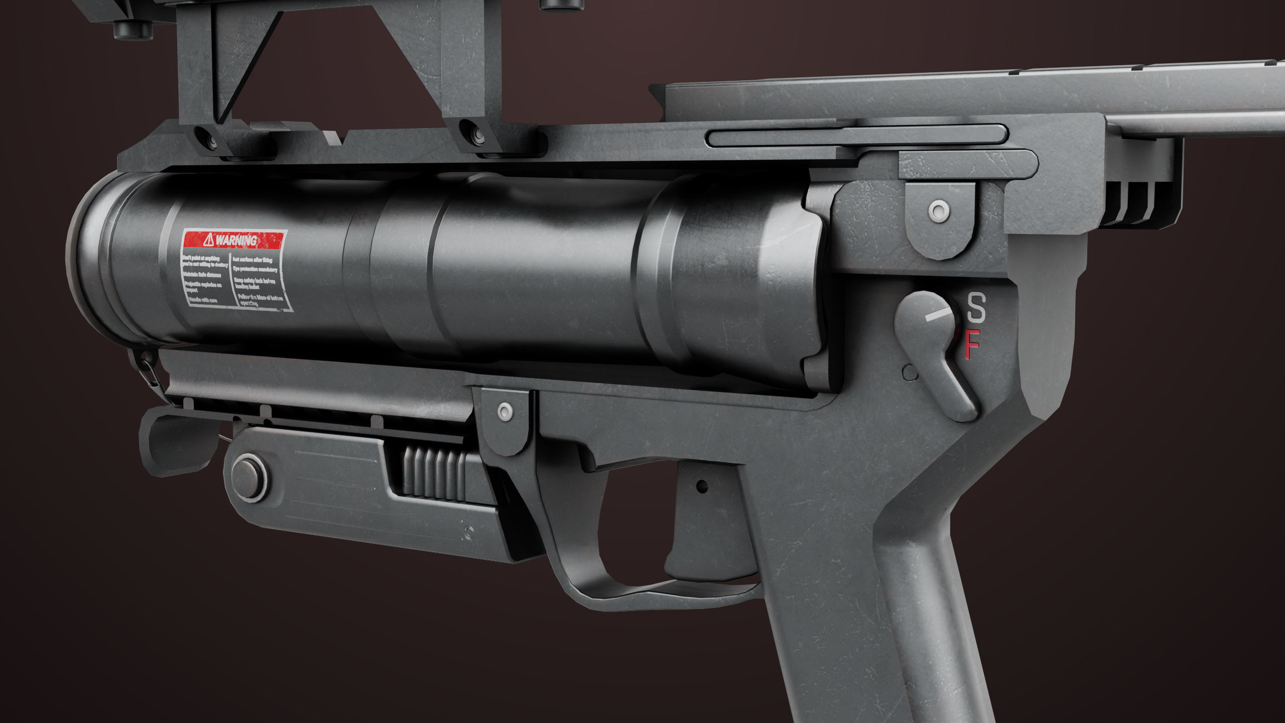 Grenade Launcher 04 Black Generic All PBR Unity UE Textures Low-poly 3D model_16