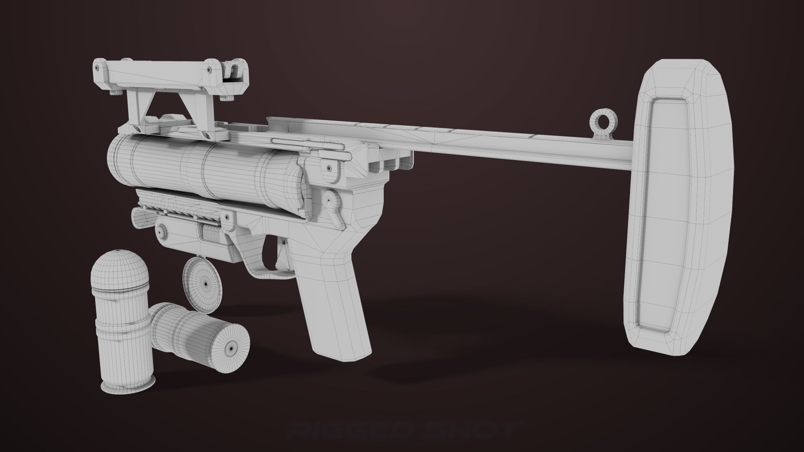 Grenade Launcher 04 Black Generic All PBR Unity UE Textures Low-poly 3D model_38