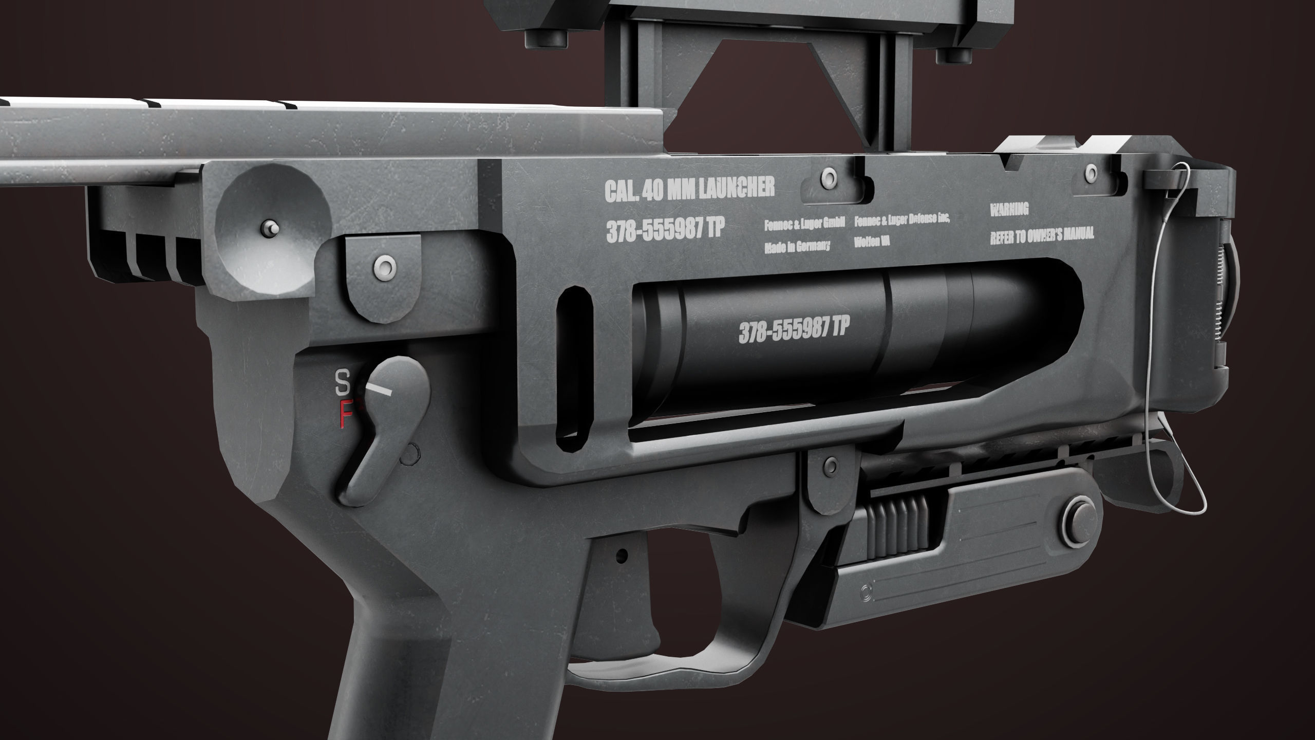 Grenade Launcher 04 Black Generic All PBR Unity UE Textures Low-poly 3D model_12