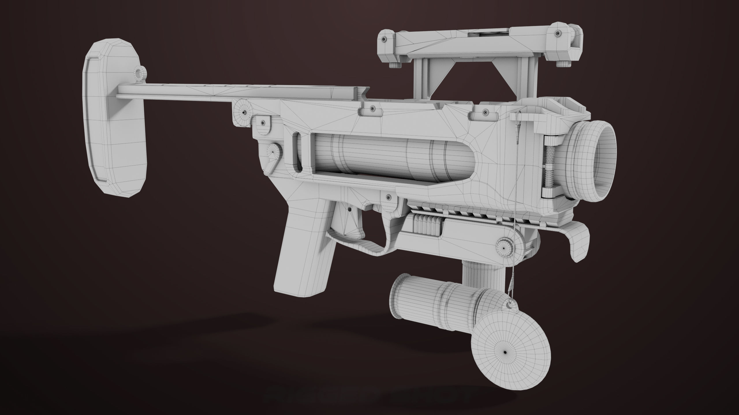 Grenade Launcher 04 Black Generic All PBR Unity UE Textures Low-poly 3D model_35