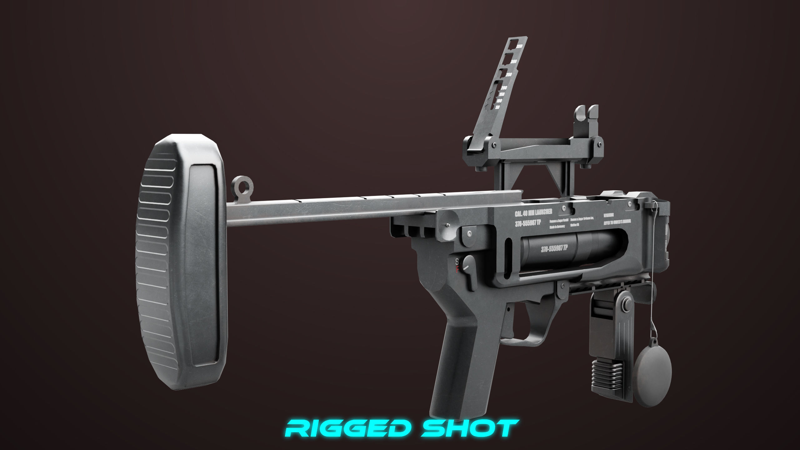 Grenade Launcher 04 Black Generic All PBR Unity UE Textures Low-poly 3D model_27