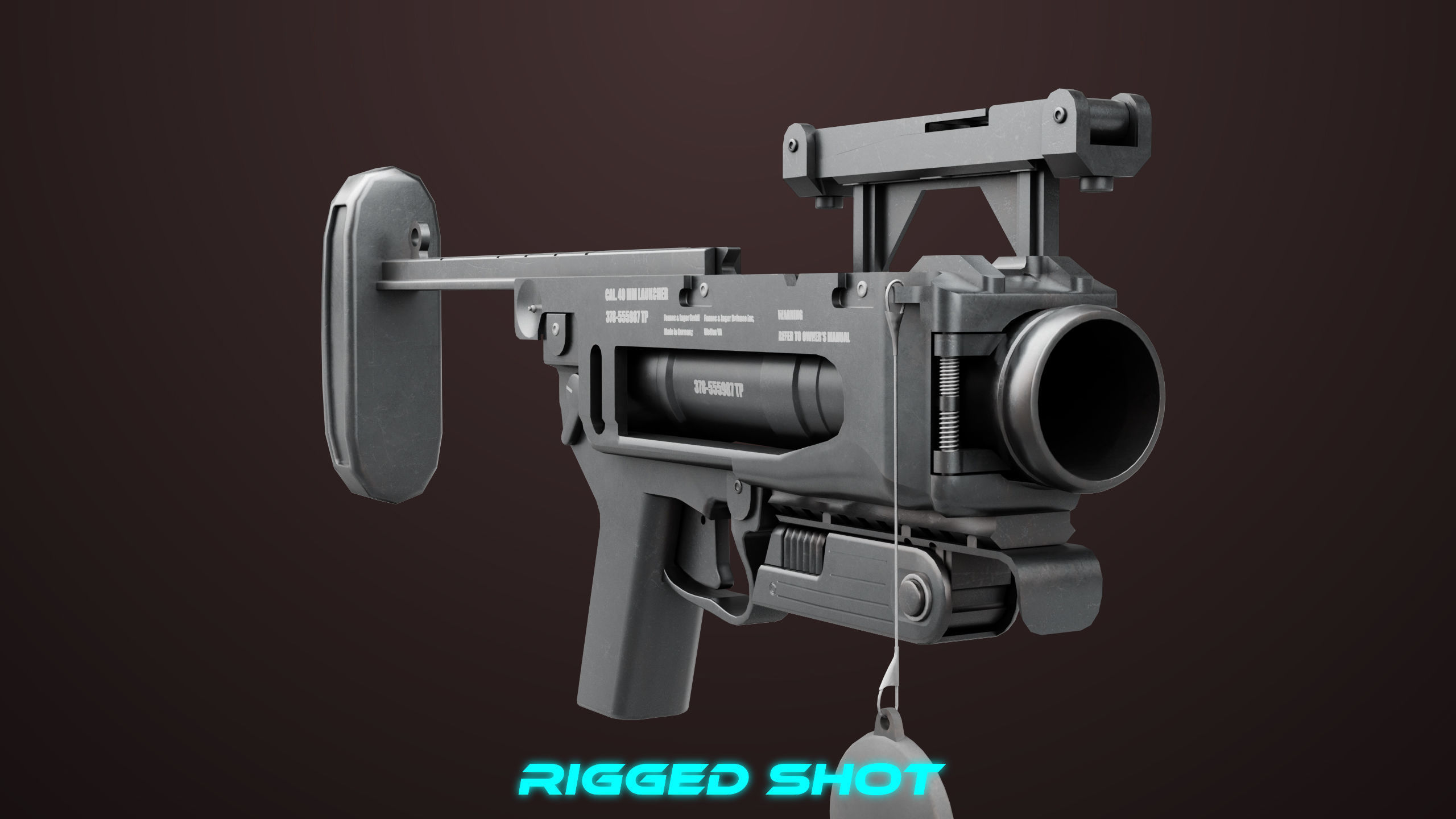 Grenade Launcher 04 Black Generic All PBR Unity UE Textures Low-poly 3D model_5