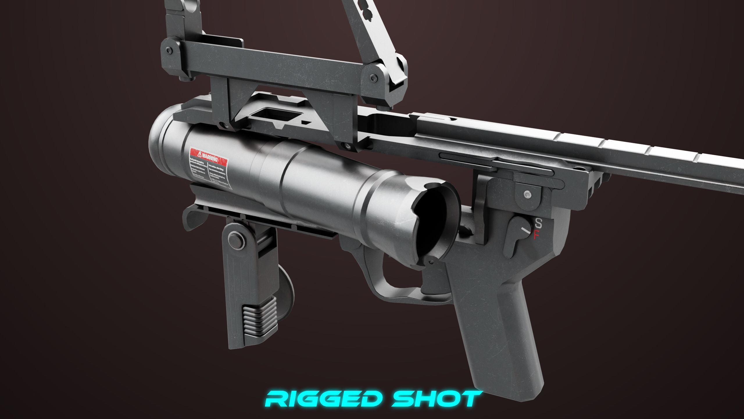 Grenade Launcher 04 Black Generic All PBR Unity UE Textures Low-poly 3D model_29