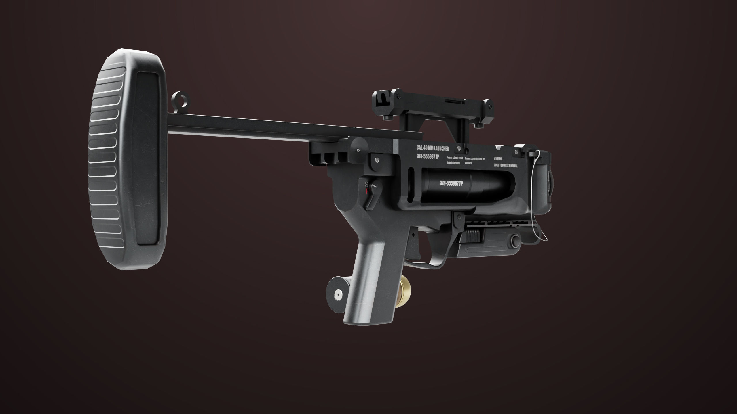 Grenade Launcher 04 Black Generic All PBR Unity UE Textures Low-poly 3D model_8
