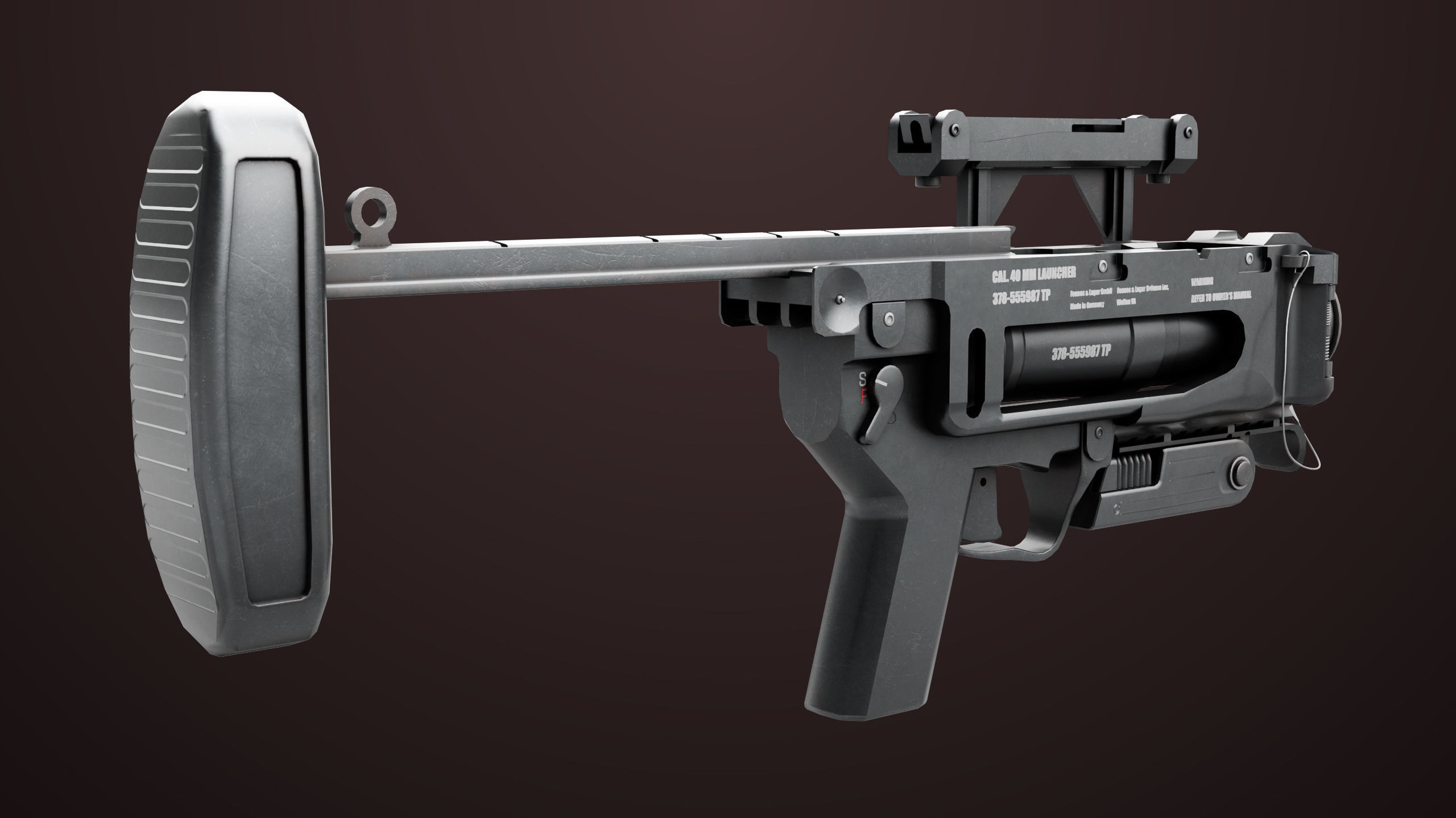 Grenade Launcher 04 Black Generic All PBR Unity UE Textures Low-poly 3D model_11