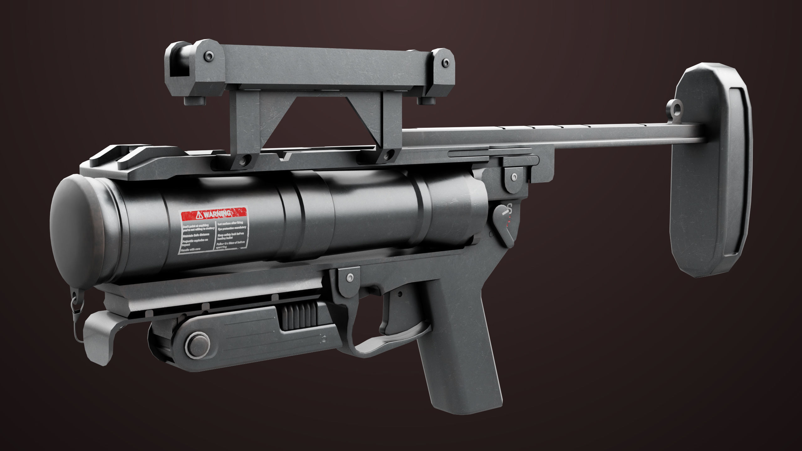 Grenade Launcher 04 Black Generic All PBR Unity UE Textures Low-poly 3D model_1