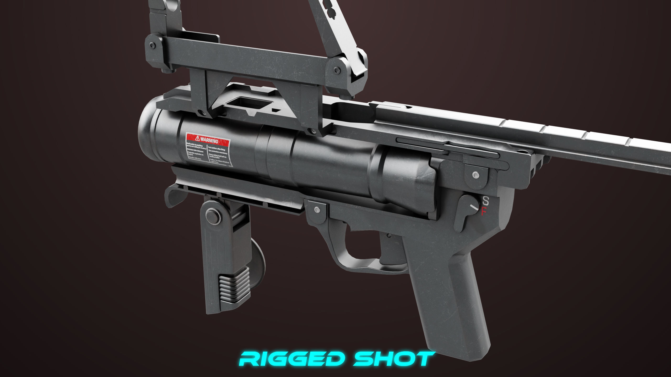 Grenade Launcher 04 Black Generic All PBR Unity UE Textures Low-poly 3D model_28