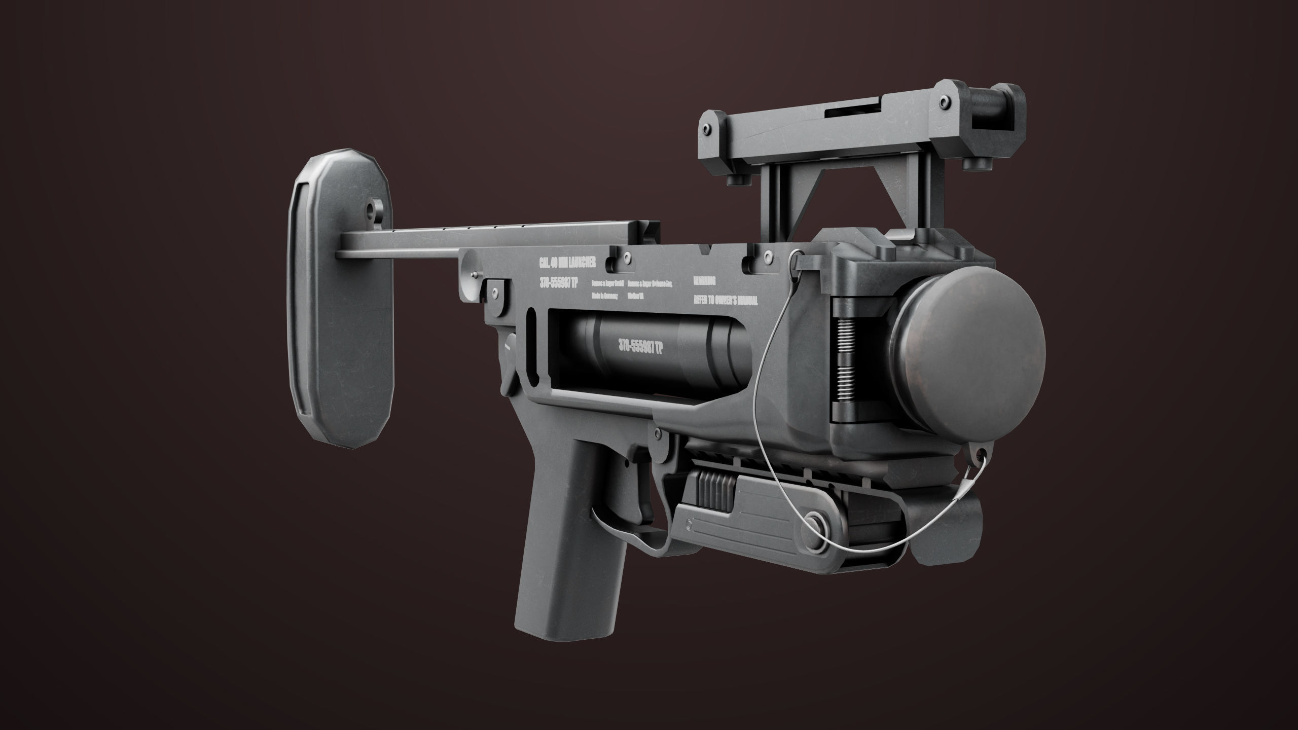 Grenade Launcher 04 Black Generic All PBR Unity UE Textures Low-poly 3D model_17