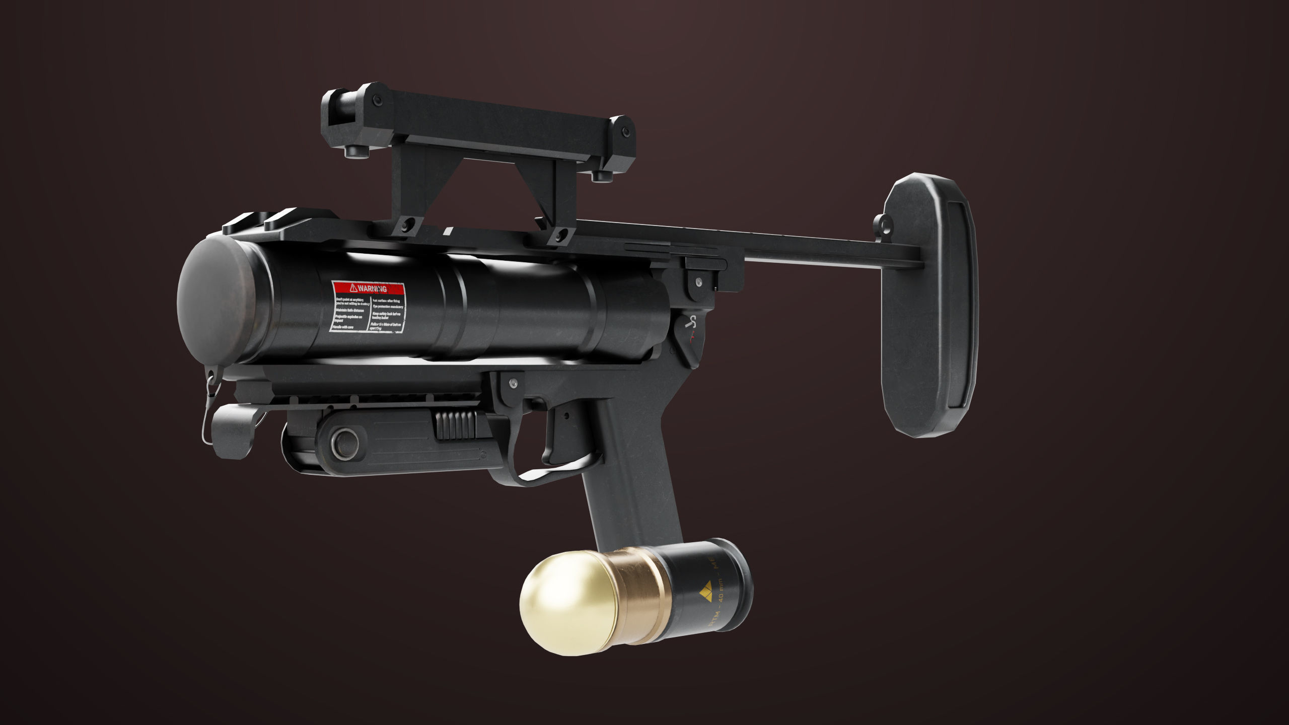 Grenade Launcher 04 Black Generic All PBR Unity UE Textures Low-poly 3D model_4